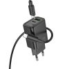 HOCO fali töltő USB A + Type C + kábel Type C to Lightning PD QC3.0 3A 30W N63 fekete