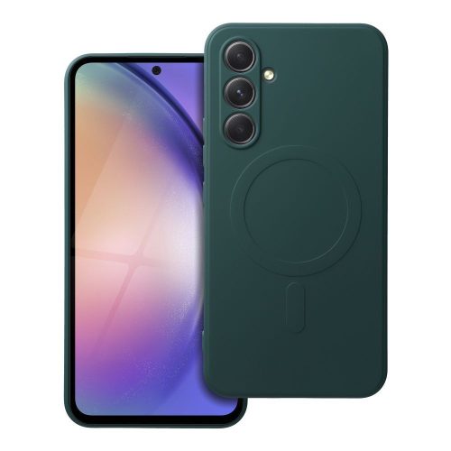 SILICONE MAG COVER tok, amely kompatibilis a MagSafe-fel, SAMSUNG A54-hez, sötétzöld színben