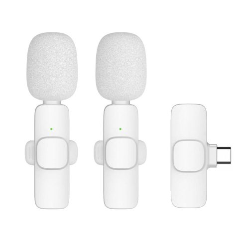 vezetéknélküli lavalier microphone Type C double (2 in set) K1 fehér