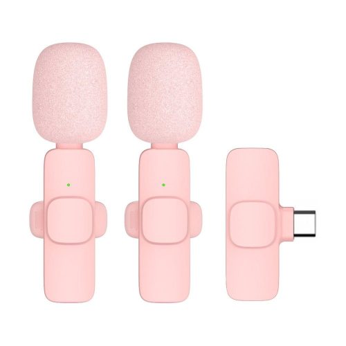 vezetéknélküli lavalier microphone Type C double (2 in set) K1 rózsaszín