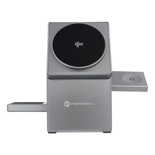 Wireless charger Forcell F-Energy 3in1 Rotation Cube Qi2 compatible with MagSafe (F-06) silver