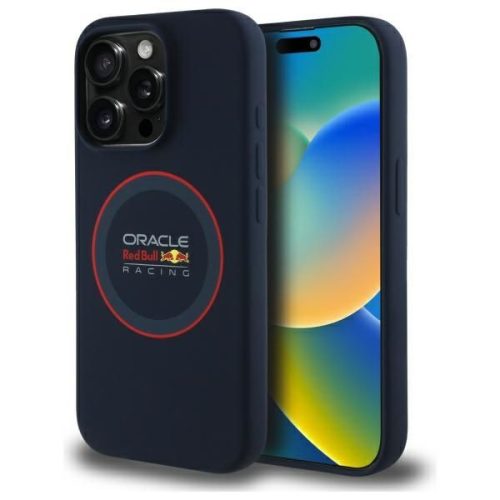 piros BULL tok IPHONE 15 Pro Max-hoz kompatibilis a MagSafe-fel RBHMP15X24SIILVR (Szilikon piros Gyűrű) tengerész