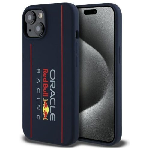 piros BULL tok IPHONE 15-höz kompatibilis MagSafe-fel RBHMP15S24SIOLRV (Szilikon Overméret Függőleges Logó) tengerészkék