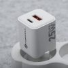 CELL F-ENERGY Mini GaN III VT-25B utazó töltő 1 x Type C + 1x USB A csatlakozóval, PD QC4.0 25W fehér