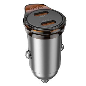   Autós töltő Hoco 2 x USB C PD QC3.0 45W NZ16B fém szürke