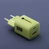 FORCELL F-ENERGY Crystal Color GaN III VT-41 travel charger with silicone cable with 1 x Type C + 1x USB A sockets, PD QC4.0 33W green