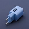 FORCELL F-ENERGY Crystal Color GaN III VT-41 travel charger with silicone cable with 1 x Type C + 1x USB A sockets, PD QC4.0 33W blue