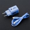 FORCELL F-ENERGY Crystal Color GaN III VT-41 travel charger with silicone cable with 1 x Type C + 1x USB A sockets, PD QC4.0 33W blue