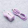 FORCELL F-ENERGY Crystal Color GaN III VT-41 travel charger with silicone cable with 1 x Type C + 1x USB A sockets, PD QC4.0 33W purple