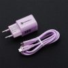 FORCELL F-ENERGY Crystal Color GaN III VT-41 travel charger with silicone cable with 1 x Type C + 1x USB A sockets, PD QC4.0 33W purple
