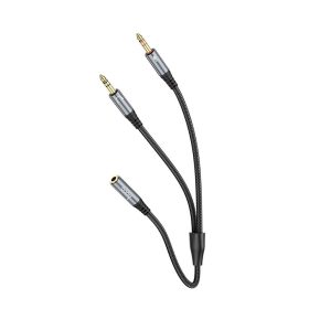   Kábel AUX 2in1 Jack 3,5 mm (női) 2 x Jack 3,5 mm (férfi) Hoco 0,25 m UPA21 fém szürke