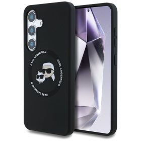   KARL LAGERFELD tok SAMSUNG S25 KLHMS25SSKCHTCK számára (Mágneses Szilikon Dupla Fejű) fekete