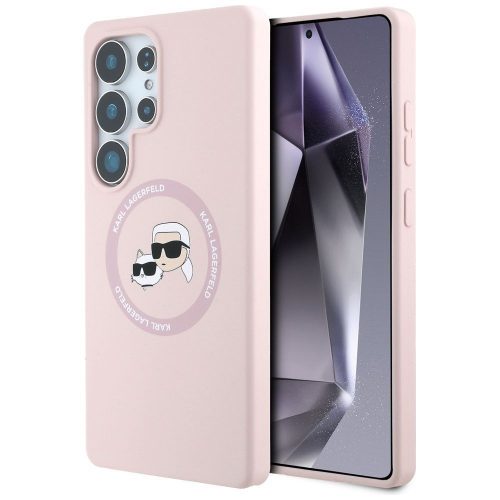 KARL LAGERFELD tok SAMSUNG S25 Ultra KLHMS25LSKCHTCP (Mágneses szilikon dupla fejű) rózsaszín