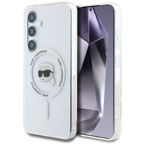 KARL LAGERFELD case for SAMSUNG S25 KLHMS25SHLSKIH (Magnetic IML Metal K. Heads) white