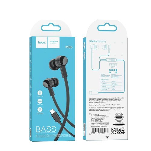 Wire earphones USB C Hoco M86 black