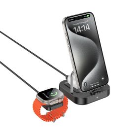   HOCO vezeték nélküli töltő 3 az 1-ben, kompatibilis Apple Watch 3A 5W CQ16A fekete