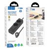 HOCO extension cord 2 socket + USB A + 3 x Type C PD QC3.0 3A 67W NS10 2 m fekete