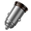 HOCO autós töltő USB A + Type C + kábel Type C to Lightning PD QC3.0 43W NZ16A fém szürke