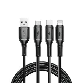   WiWU - Starlink Series Adatkáble Wi-045E 3w1 USB A to USB C, Micro USB, Lightning 3,1A 1m - fekete