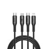 WiWU - Starlink Series Adatkáble Wi-046E 3w1 USB C to USB C, Micro USB, Lightning 60W 1m - fekete
