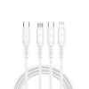 WiWU - Starlink Series Adatkáble Wi-046E 3w1 USB C to USB C, Micro USB, Lightning 60W 1m - fehér