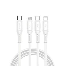   WiWU - Starlink Series Adatkáble Wi-046E 3w1 USB C to USB C, Micro USB, Lightning 60W 1m - fehér