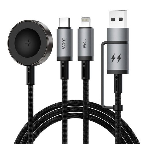 WiWU - Legend sorozat adatkábel Wi-C050 5 az 1-ben Gyors töltés USB A/USB C to C+L+vezetéknélküli 100W - fekete