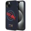 piros BULL tok IPHONE 15-höz, kompatibilis MagSafe-fel RBHMP15S24SIOLVR (Szilikon ORBR20 Logó Piros Bélés) tengerészkék