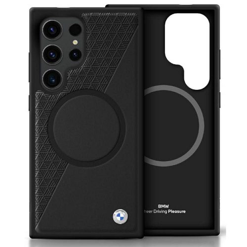 BMW tok SAMSUNG S25 Ultra-hoz, MagSafe kompatibilis BMHMS25L23RTPK (Sign bőr Fél Texturált és Kör) fekete