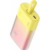 BASEUS powerbank 5200 mAh beépített Lightning kábellel + Type C to Type C PD QC 2,4A 20W PPKDC05I sárga rózsaszín