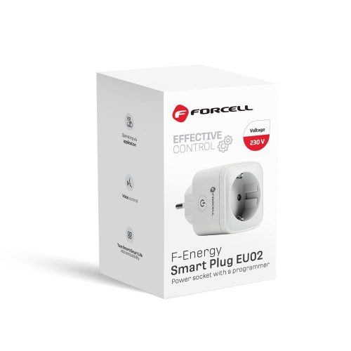 FORCELL F-ENERGY EU02 Smart Plug 230V with WiFi, programmer and Tuya/Amazon Alexa support - fehér