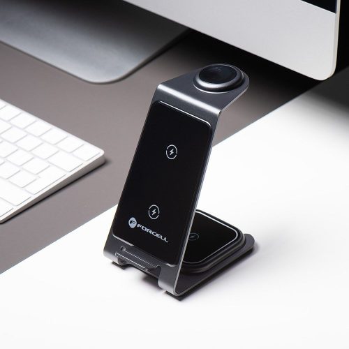 Forcell F-ENERGY Simply Charge 3in1 kompatibilis a Apple Watch és Samsung Watch szürke színben