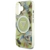 GUESS tok az IPHONE 16-hoz, kompatibilis a MagSafe-fel GUHMP16SHFLPEDN (IML Fém Csillogó Virágok Háromszög) zöld