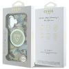 GUESS tok az IPHONE 16-hoz, kompatibilis a MagSafe-fel GUHMP16SHFLPEDN (IML Fém Csillogó Virágok Háromszög) zöld