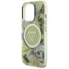 GUESS tok az IPHONE 16 Pro-hoz, MagSafe kompatibilis GUHMP16LHFLPEDN (IML Metal Glitter Flowers Triangle) zöld