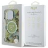 GUESS tok az IPHONE 16 Pro-hoz, MagSafe kompatibilis GUHMP16LHFLPEDN (IML Metal Glitter Flowers Triangle) zöld