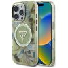 GUESS tok az IPHONE 16 Pro Max készülékhez, kompatibilis a MagSafe technológiával GUHMP16XHFLPEDN (IML Fém Csillogó Virágok Háromszög) zöld