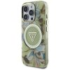 GUESS tok az IPHONE 16 Pro Max készülékhez, kompatibilis a MagSafe technológiával GUHMP16XHFLPEDN (IML Fém Csillogó Virágok Háromszög) zöld