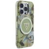 GUESS tok az IPHONE 16 Pro Max készülékhez, kompatibilis a MagSafe technológiával GUHMP16XHFLPEDN (IML Fém Csillogó Virágok Háromszög) zöld