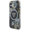 GUESS tok az IPHONE 16-hoz, MagSafe kompatibilis GUHMP16SHFLPEDK (IML Metal Glitter Flowers Triangle) fekete