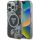 GUESS tok IPHONE 16 Pro Max-hoz, kompatibilis MagSafe-fel GUHMP16XHFLPEDK (IML Metal Glitter Flowers Triangle) fekete