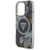 GUESS tok IPHONE 16 Pro Max-hoz, kompatibilis MagSafe-fel GUHMP16XHFLPEDK (IML Metal Glitter Flowers Triangle) fekete