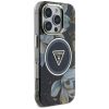 GUESS tok IPHONE 16 Pro Max-hoz, kompatibilis MagSafe-fel GUHMP16XHFLPEDK (IML Metal Glitter Flowers Triangle) fekete