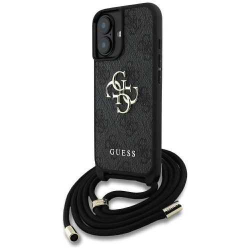 GUESS tok IPHONE 16-hoz GUHCP16SP4GMGCRK (CBDY PU 4G Big Logo W/Cord Strap) fekete