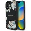 GUESS tok IPHONE 16-hoz, MagSafe kompatibilis GUHMP16SPGNMPLMK (PU Grained Flowers Classic Logo) fekete