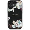 GUESS tok IPHONE 16-hoz, MagSafe kompatibilis GUHMP16SPGNMPLMK (PU Grained Flowers Classic Logo) fekete