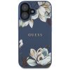 GUESS tok iPHONE 16-hoz, MagSafe kompatibilis GUHMP16SPGNMPLMB (PU Grained Flowers Classic Logo) kék