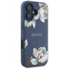 GUESS tok iPHONE 16-hoz, MagSafe kompatibilis GUHMP16SPGNMPLMB (PU Grained Flowers Classic Logo) kék