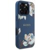 GUESS tok iPHONE 16 Pro-hoz, kompatibilis a MagSafe-vel GUHMP16LPGNMPLMB (PU Grained Flowers Classic Logo) kék