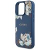 GUESS tok iPHONE 16 Pro-hoz, kompatibilis a MagSafe-vel GUHMP16LPGNMPLMB (PU Grained Flowers Classic Logo) kék